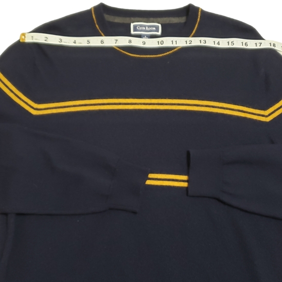 Club Room Mens Wool Blend Stripped  Crewneck Sweater Blue Yellow Size Large - Picture 3 of 9